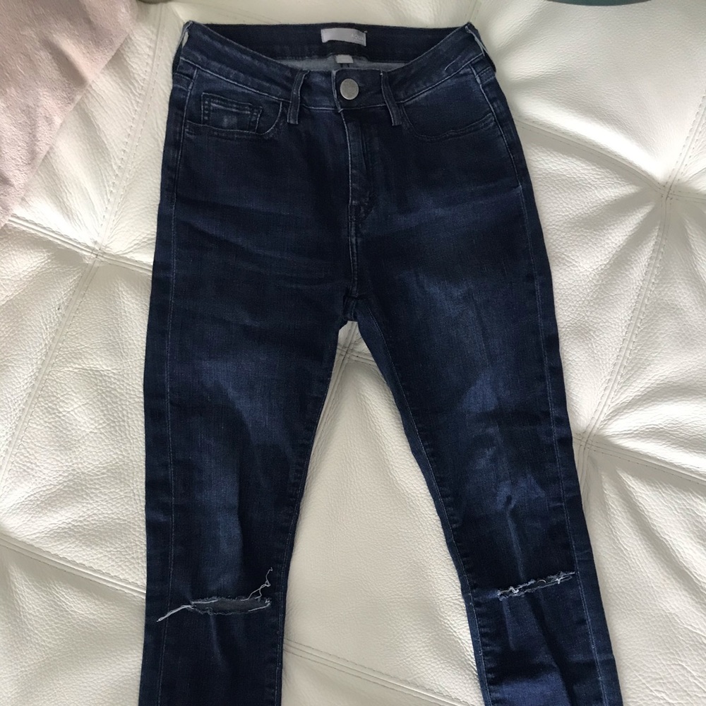 Aqua High Rise Stretch Ripped Skinny Jeans